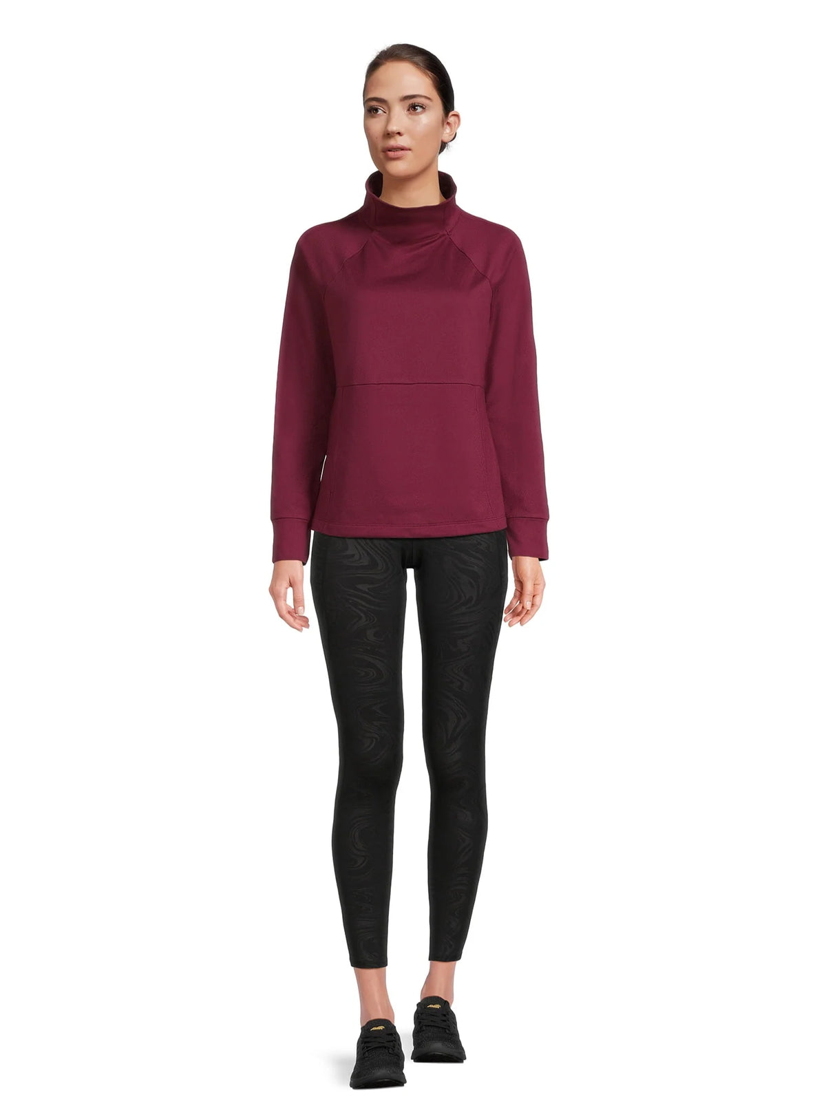 Mock Neck Long Sleeve Pullover Top V8321