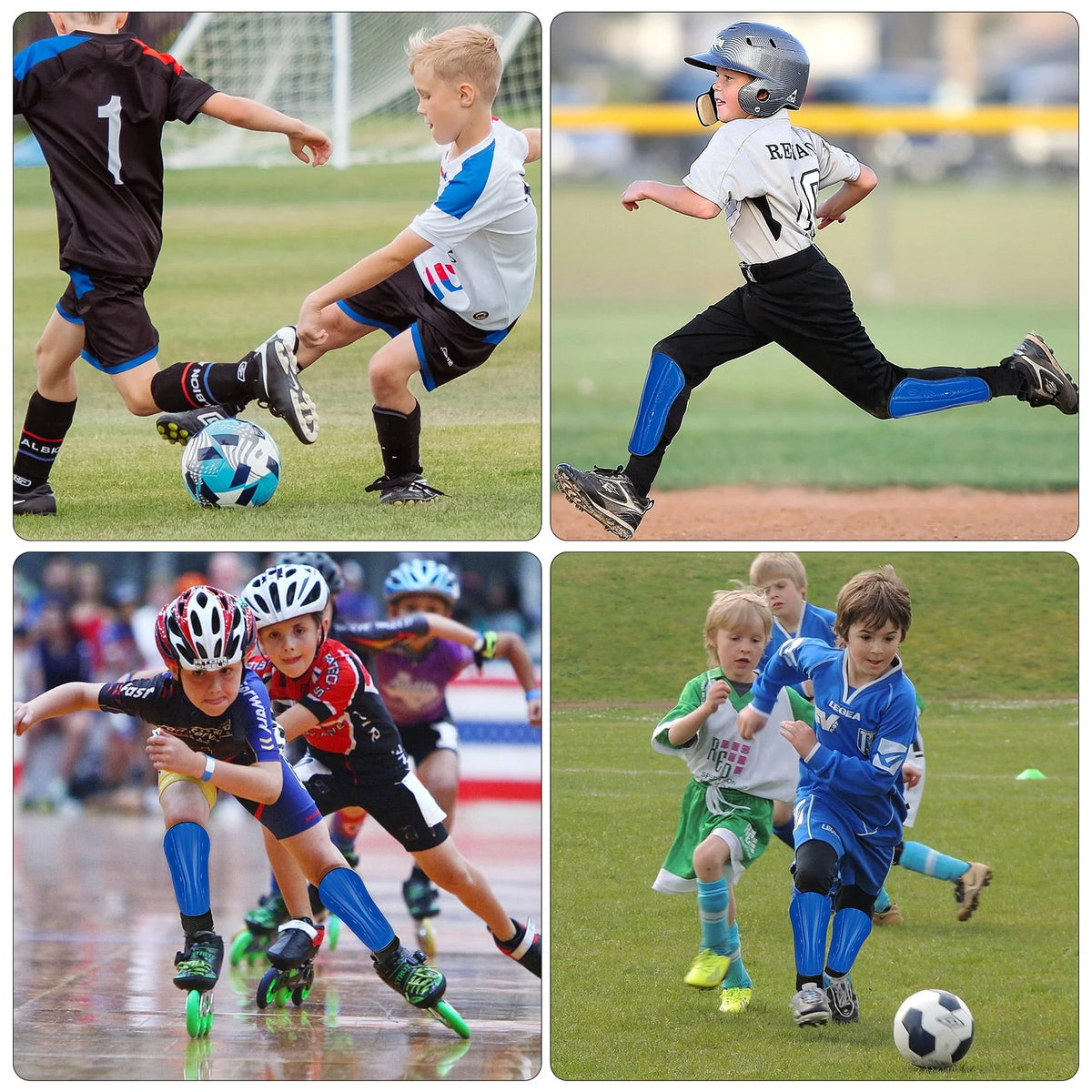 Children's Football Pads, Junior Football Leg Guards, Blue, Small Q59885