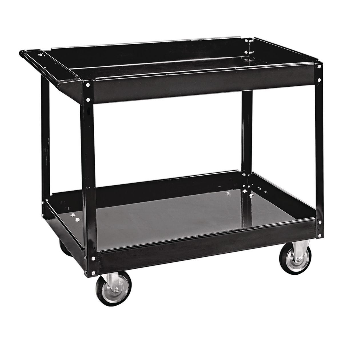 36 in. x 24 in. Two Shelf Steel Service Cart, Black O856537