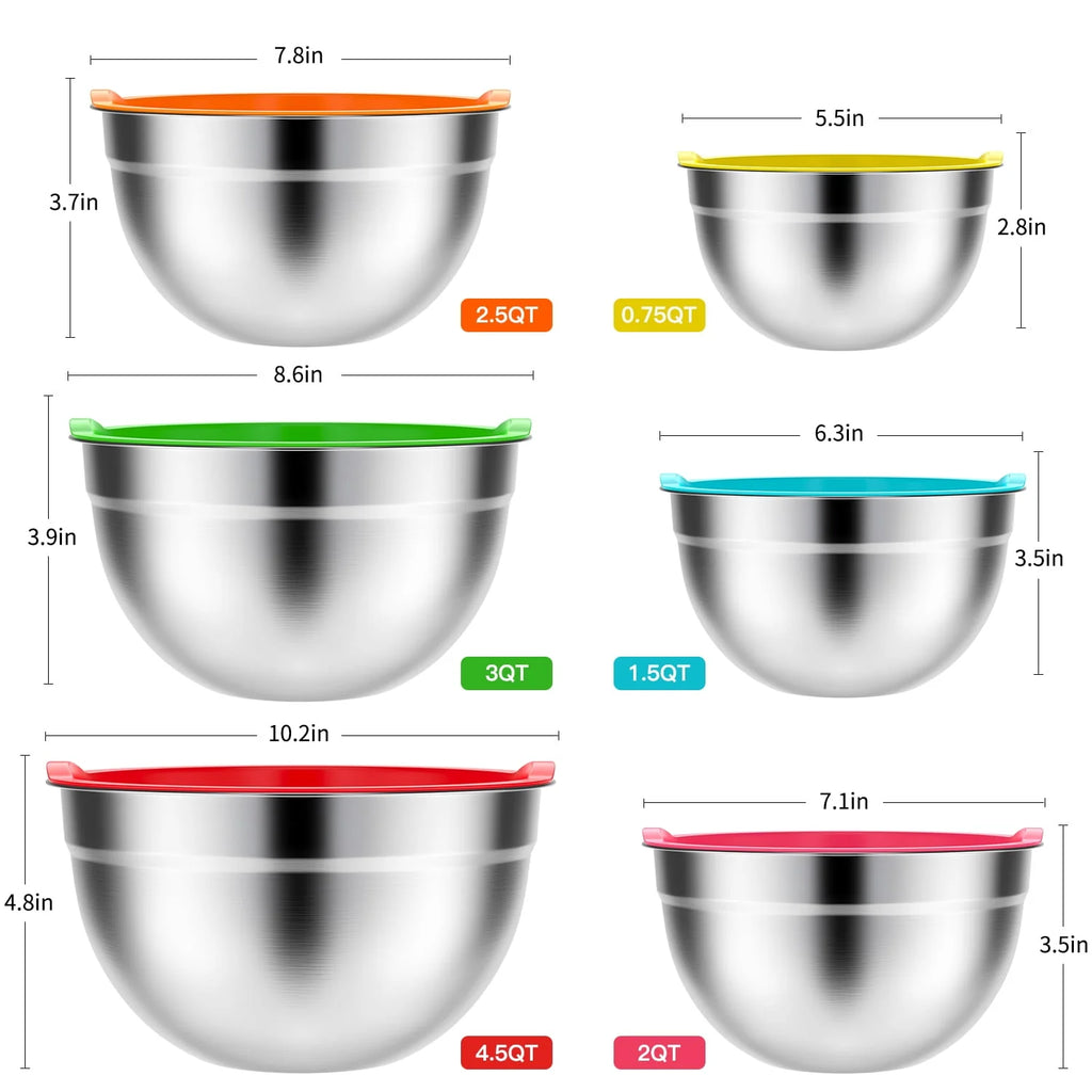 Stainless Steel Mixing Bowls Set with Lids 7 Pc C308234
