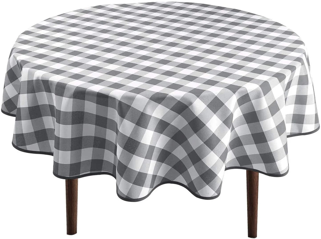 Black and White Checkered Round Tablecloth 60 Inch T1979