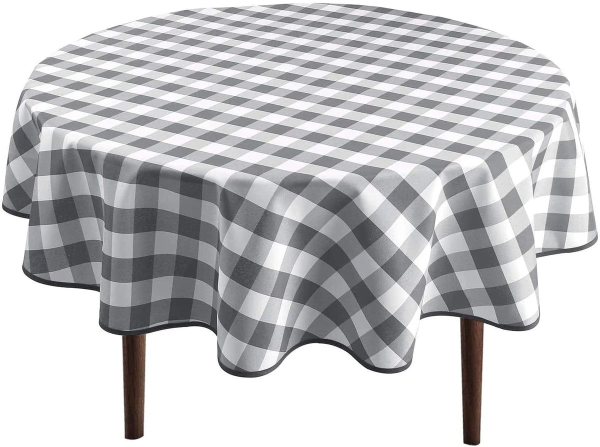 Black and White Checkered Round Tablecloth 60 Inch T1979