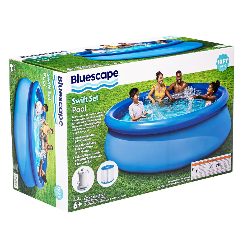 10ft Round Above Ground Ring Swimming Pool with Cartridge Filter Pump A62941