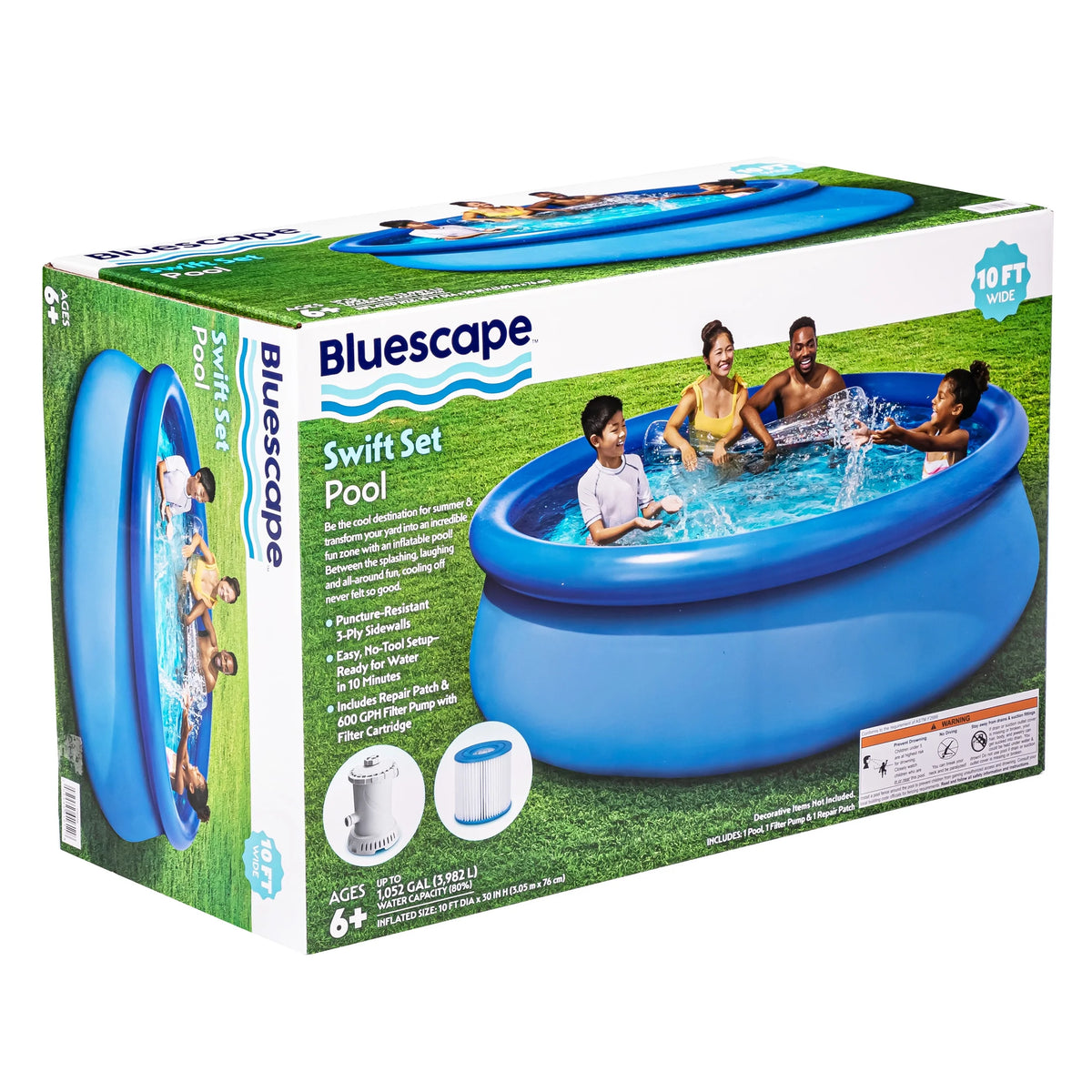 10ft Round Above Ground Ring Swimming Pool with Cartridge Filter Pump A62941