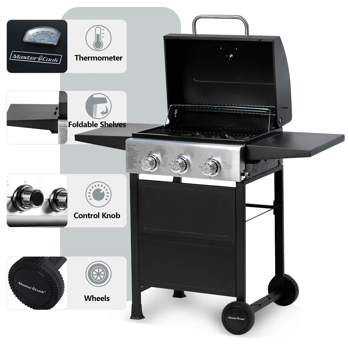 3 Burner Stainless Steel Propane Gas Grill F220
