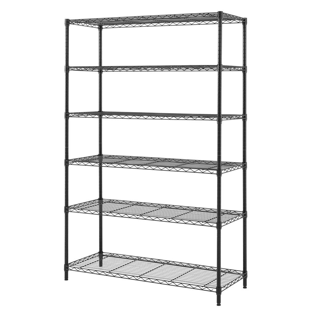 Steel 6-Tier Storage Shelf Unit Black W521210
