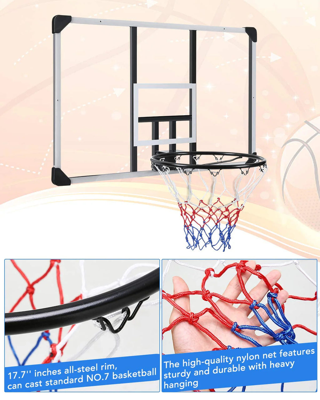44 Basketball Backboard and Rim Combo S386