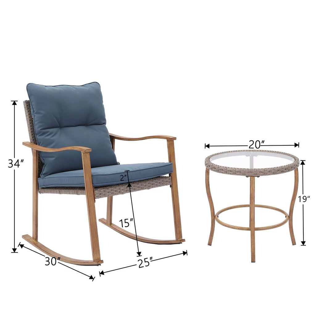 3 Piece Metal Bistro Set with Gray Cushions J854