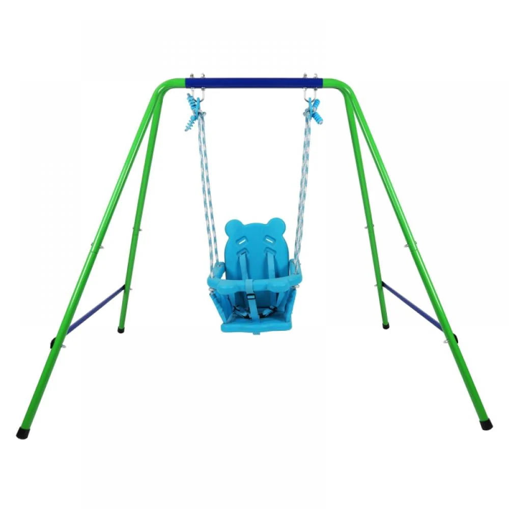 Folding Metal Swing Play Set with Safety Harness I574923
