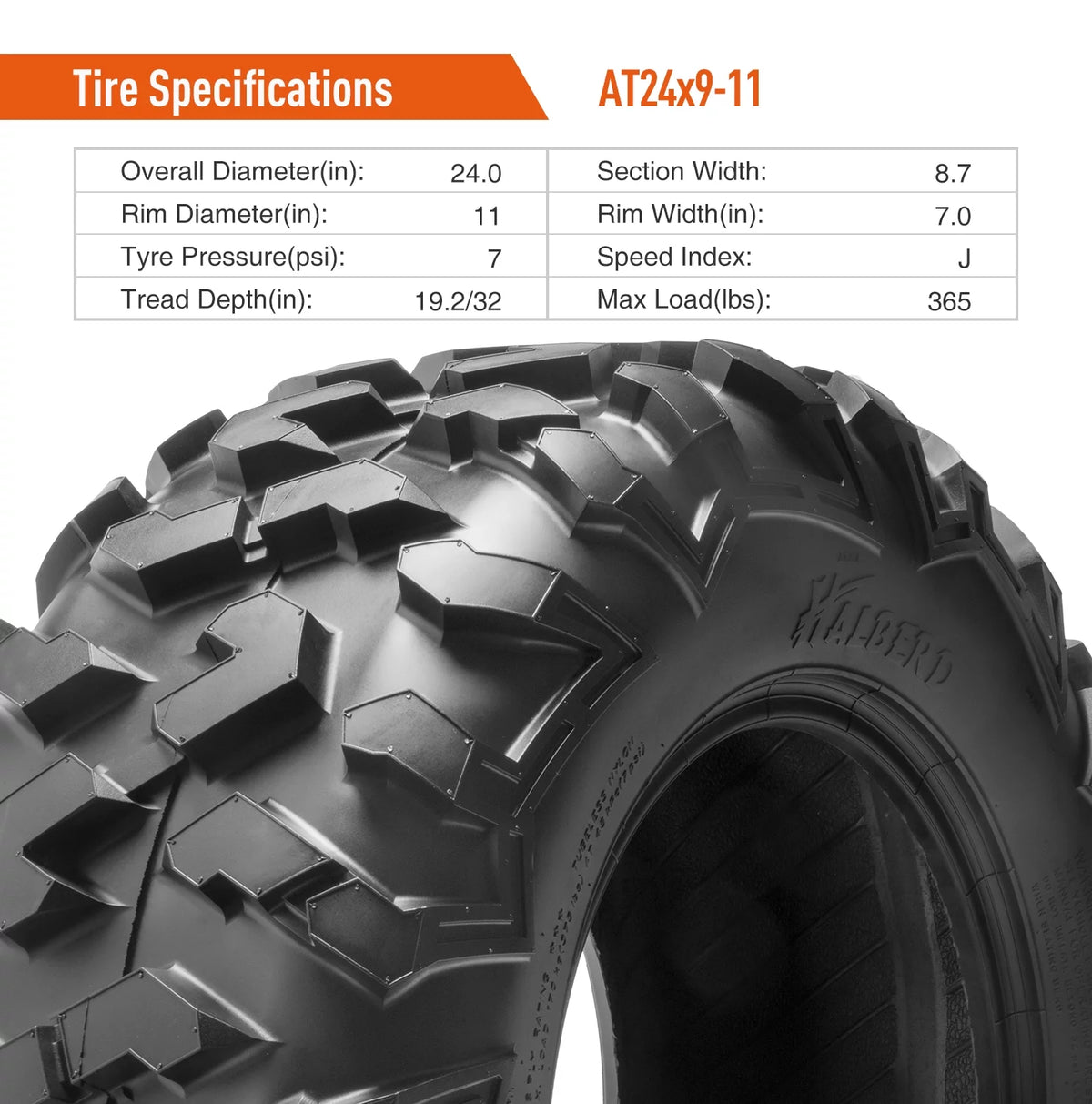 24x9-11 ATV UTV Tires 6PLY All Terrain Tubeless D378