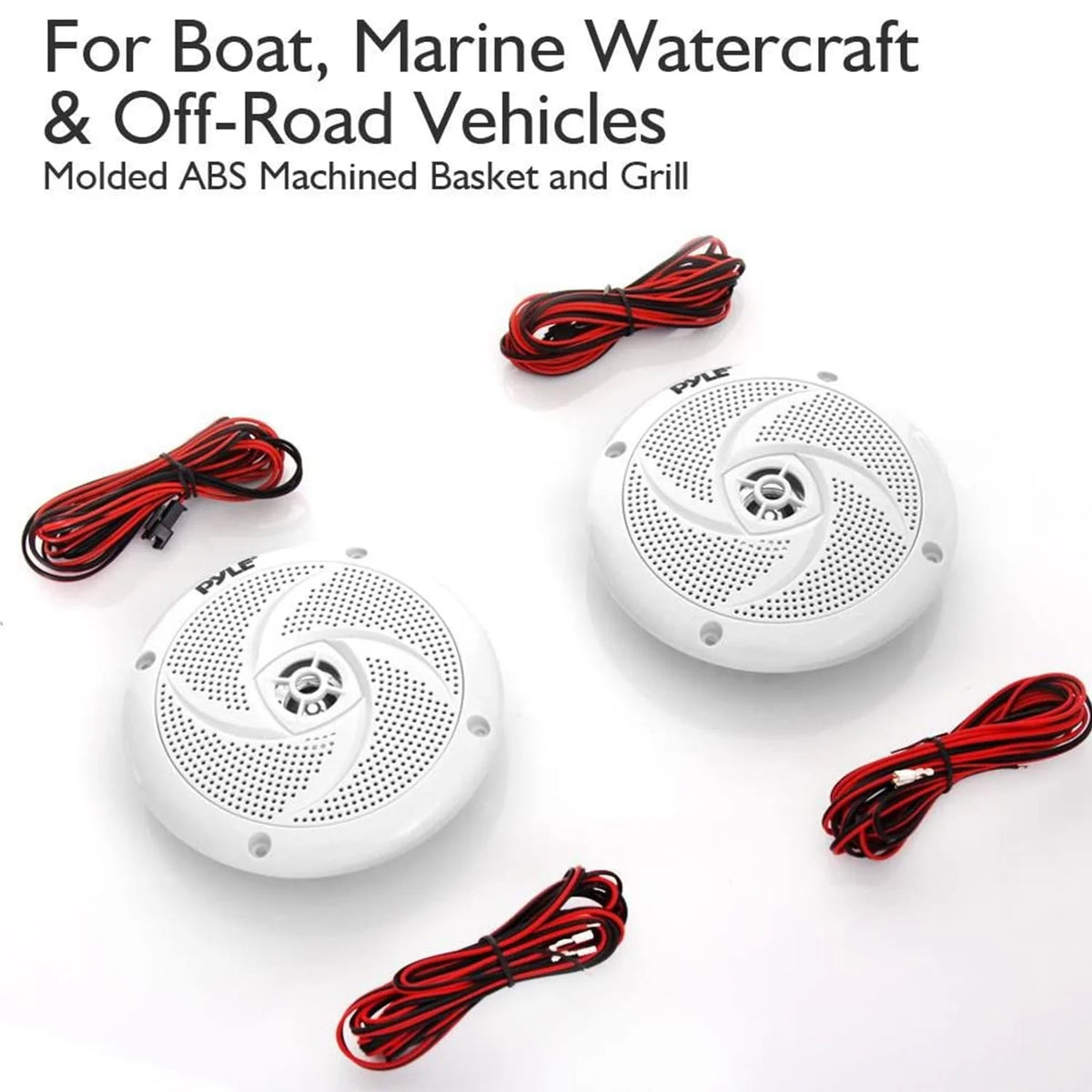6.5 Inch Waterproof Low Profile Marine Speakers, White (2 Pack) I402