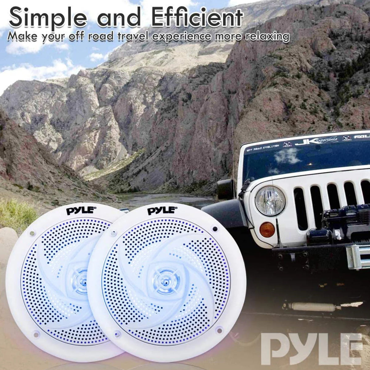 6.5 Inch Waterproof Low Profile Marine Speakers, White (2 Pack) I402
