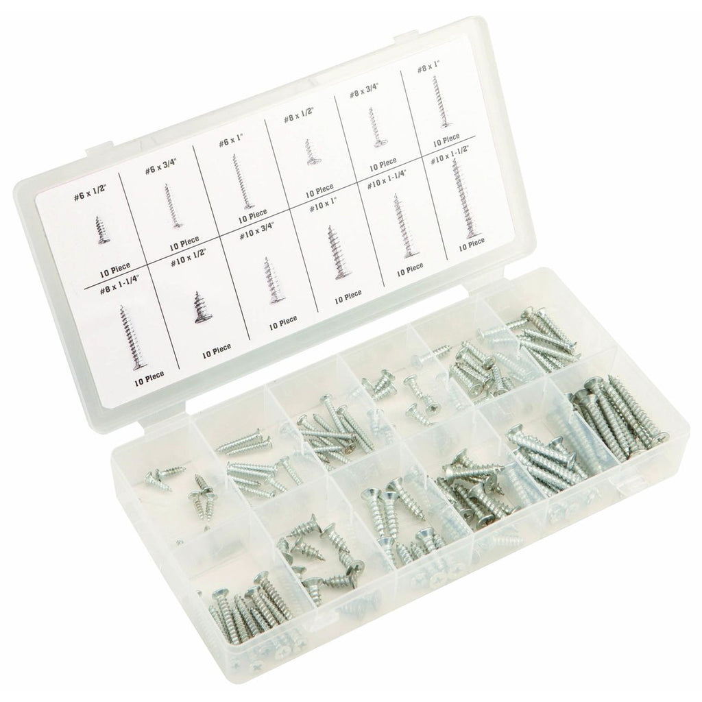 Self-Tapping Wood Screw Set, 120 Piece R76864