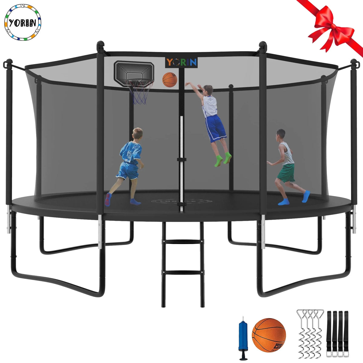 12FT Round Outdoor Trampoline with Enclosure Net Q66672