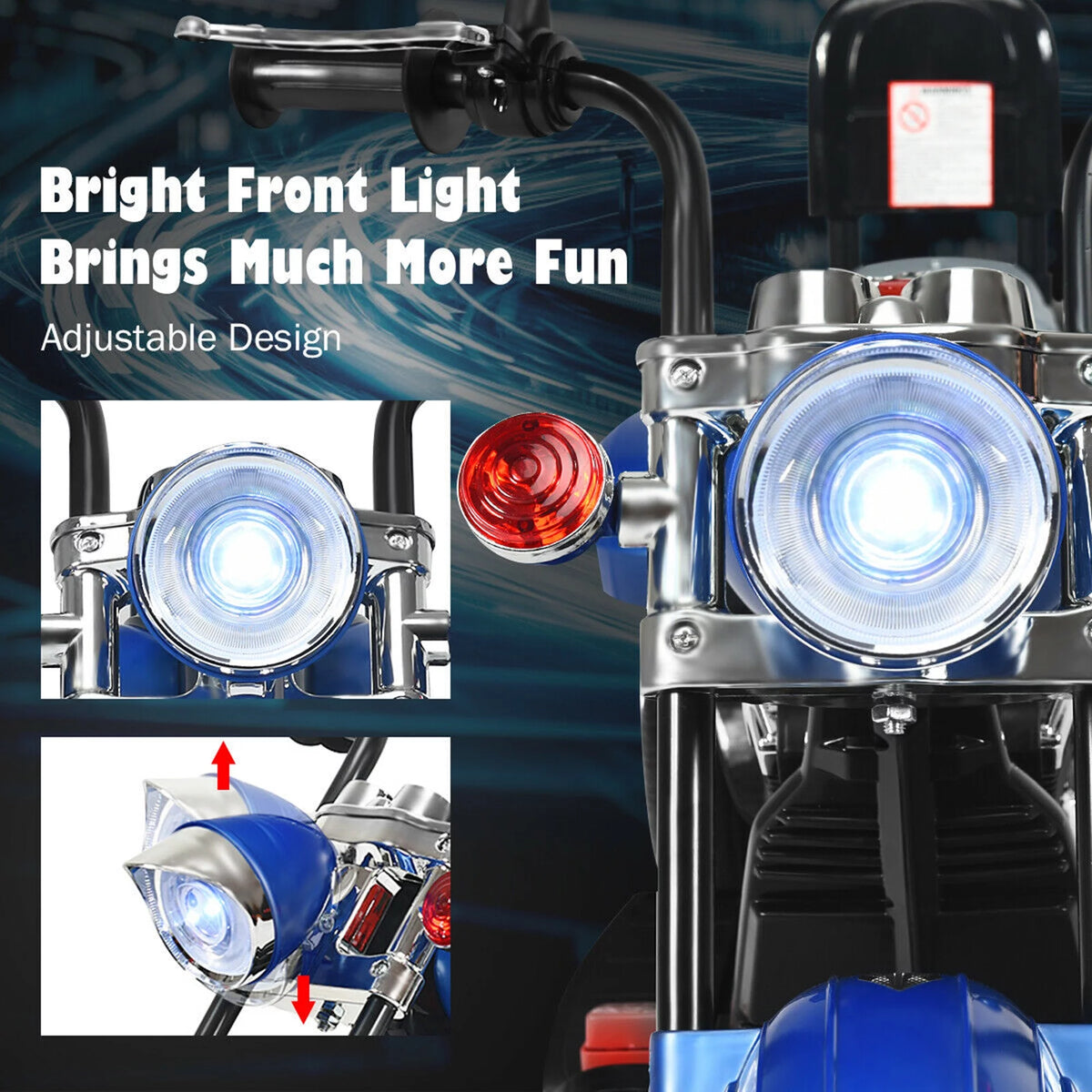 6V Kids Ride On Motorcycle 3 Wheel Trike with Headlight White P287953