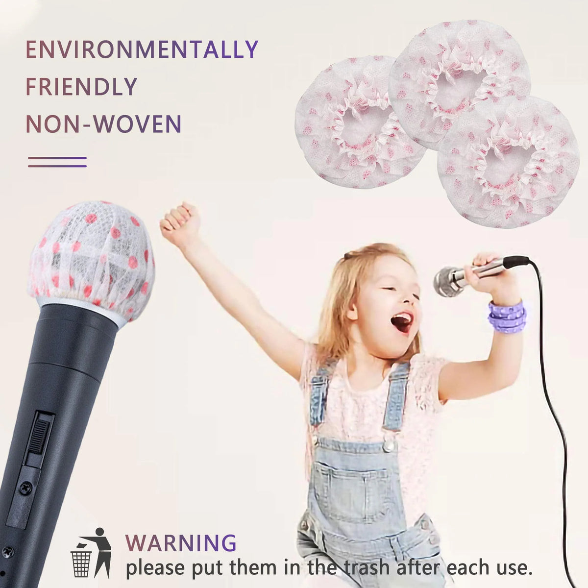 200 Pcs Black Non-Woven Disposable Microphone Cover I263774