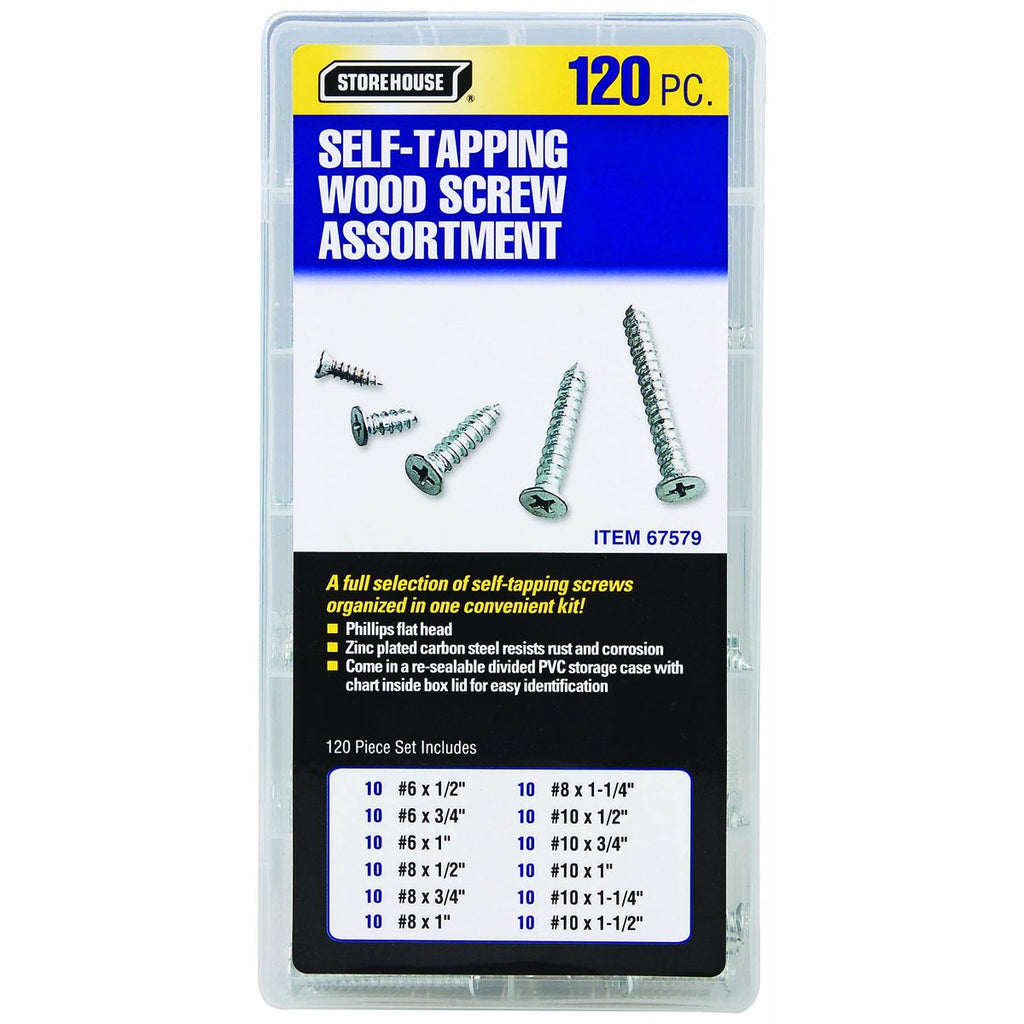 Self-Tapping Wood Screw Set, 120 Piece R76864