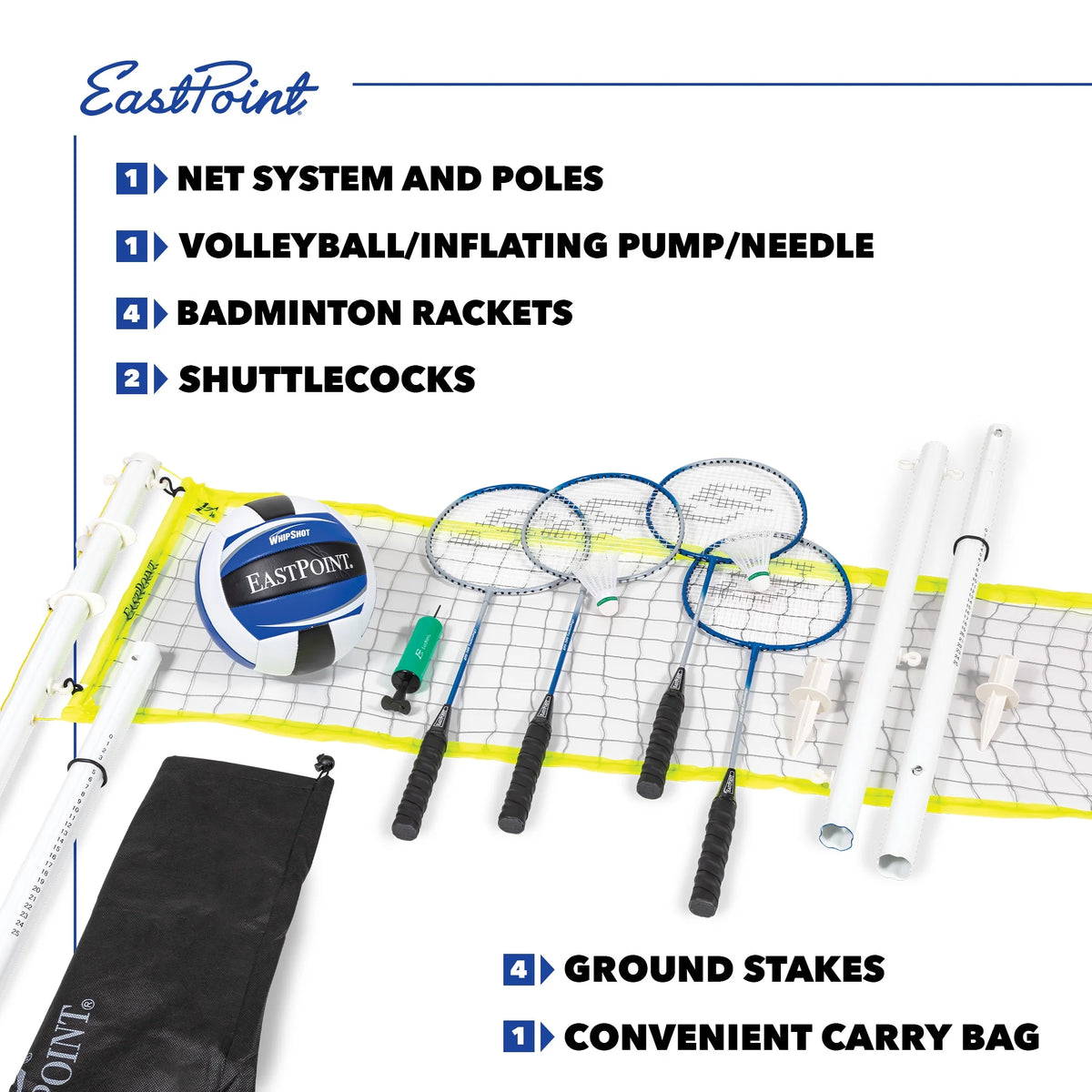 2-in-1 Volleyball and Badminton Set with Net and Rackets G6577