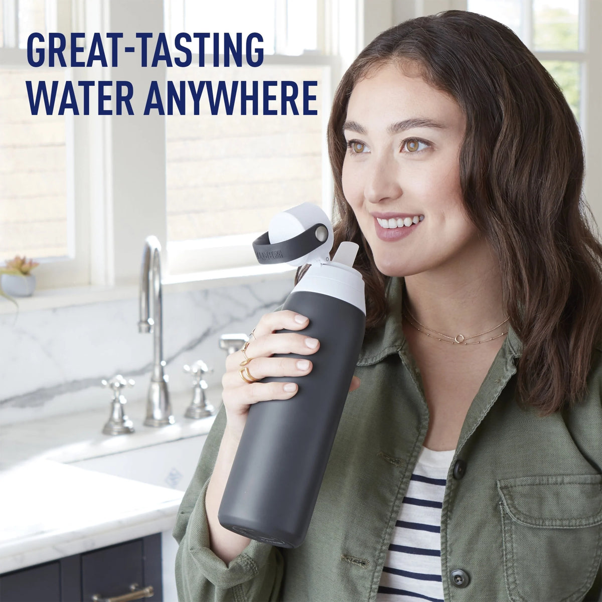 20 oz Stainless Steel Filtered Insulated Water Bottle with Straw G254731