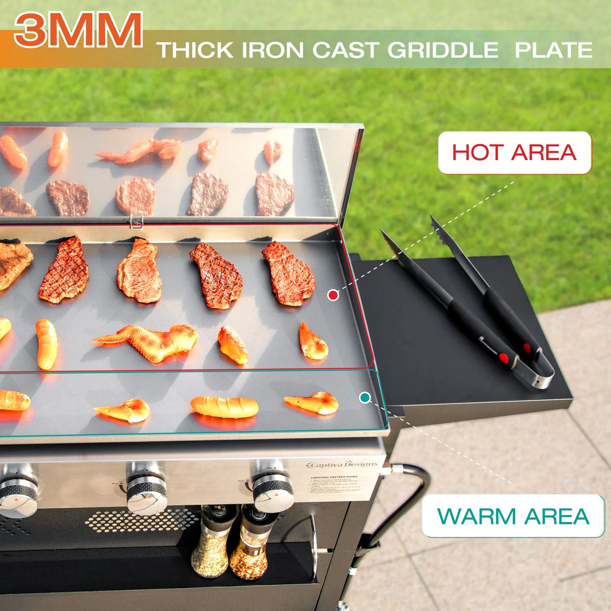 3-Burners Gas Griddle Portable Flat Table Top BBQ Grill 33,000 BTU P82171