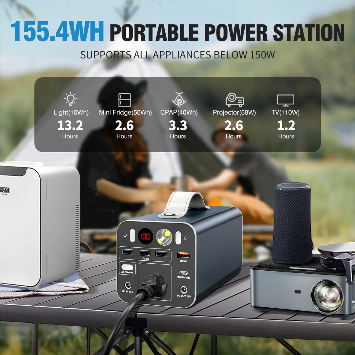 155Wh 42000mAh Laptop Power Bank with 150W AC Outlet V7919