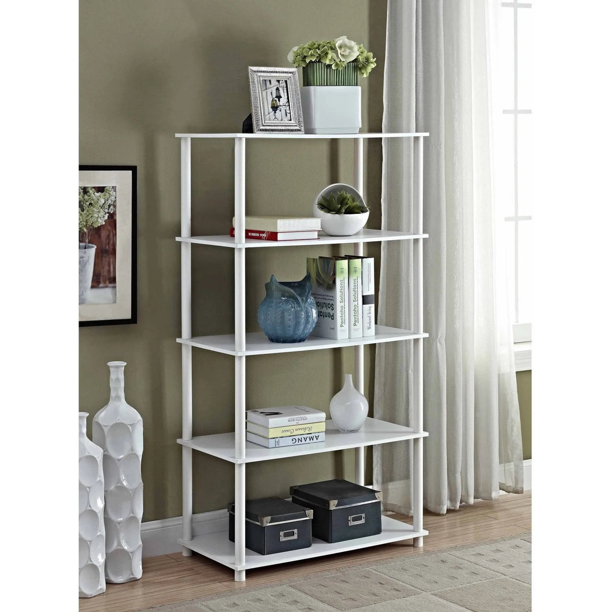 White 5-Shelf Storage Bookcase R1676