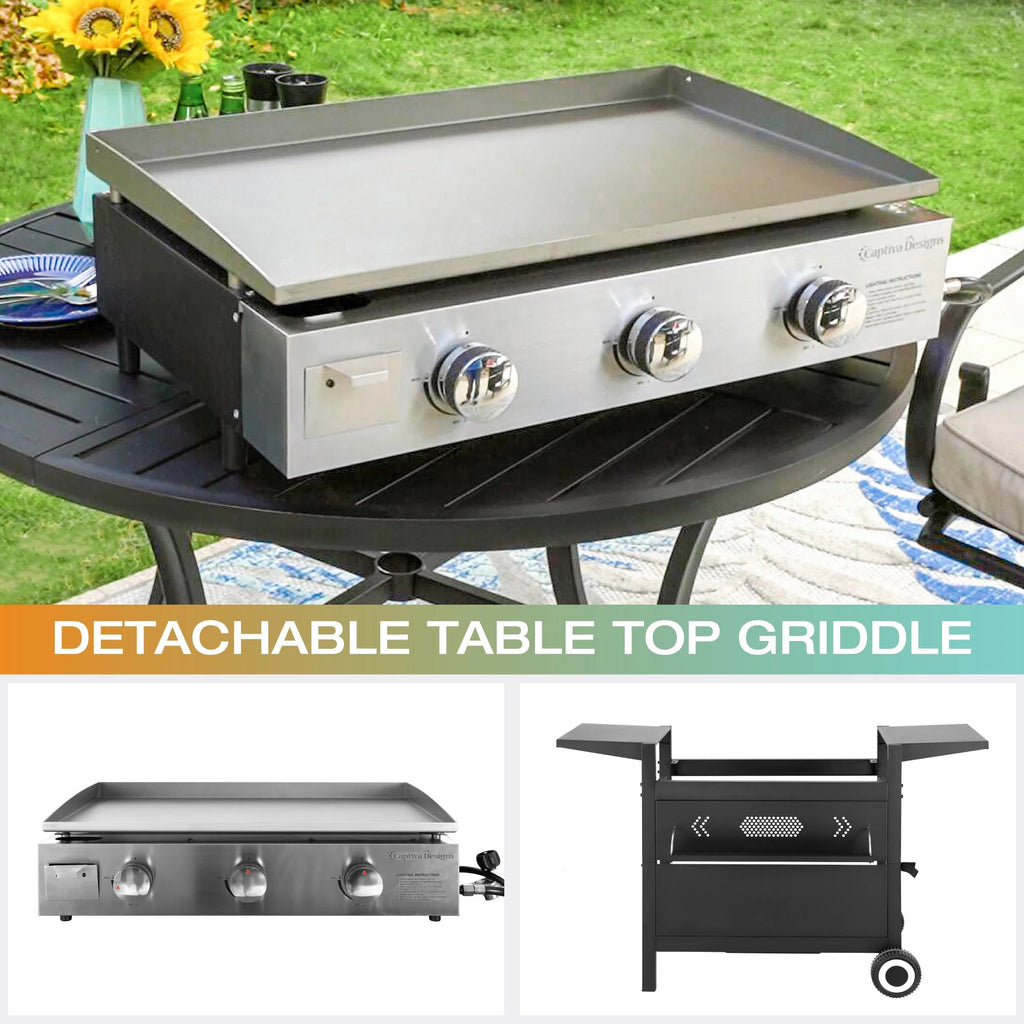 3-Burners Gas Griddle Portable Flat Table Top BBQ Grill 33,000 BTU P82171