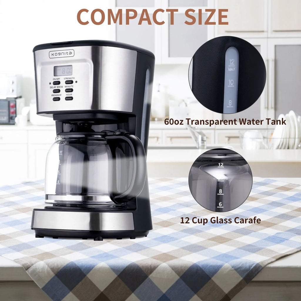 12 Cup Programmable Coffee Maker and Ice Tea Maker with Glass Carafe A524