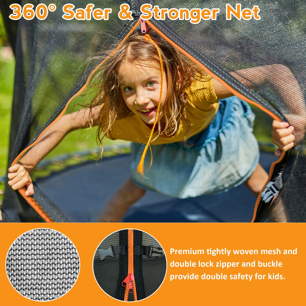 Black Trampoline with Basketball Hoop and Enclosure V60524