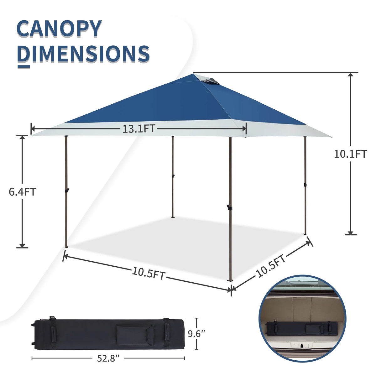 13'x13' Pop-up Canopy with Auto Extending Eaves D16819