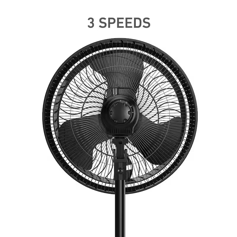 16 in. Oscillating Misting Stand Fan Black 3 Speed with Adjustable Height Y819176