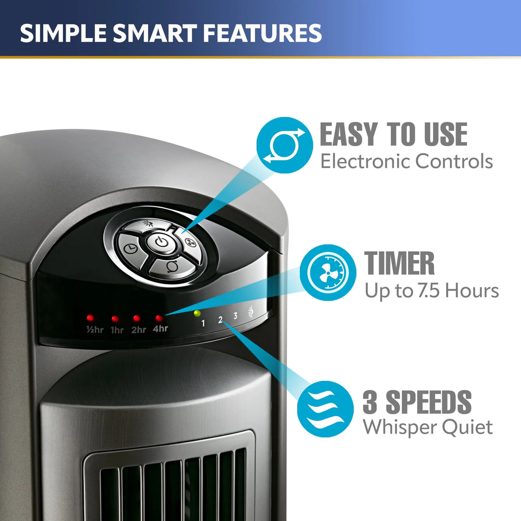 42 Tower Fan with Remote, Gray/Brown Y249409