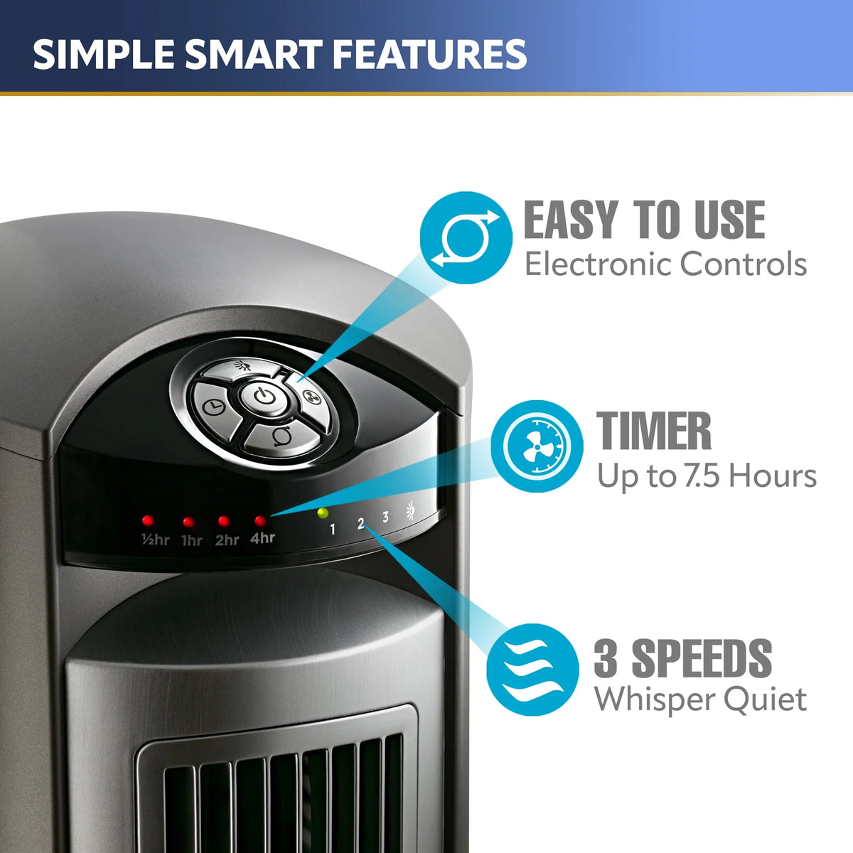 42 Tower Fan with Remote, Gray/Brown Y249409