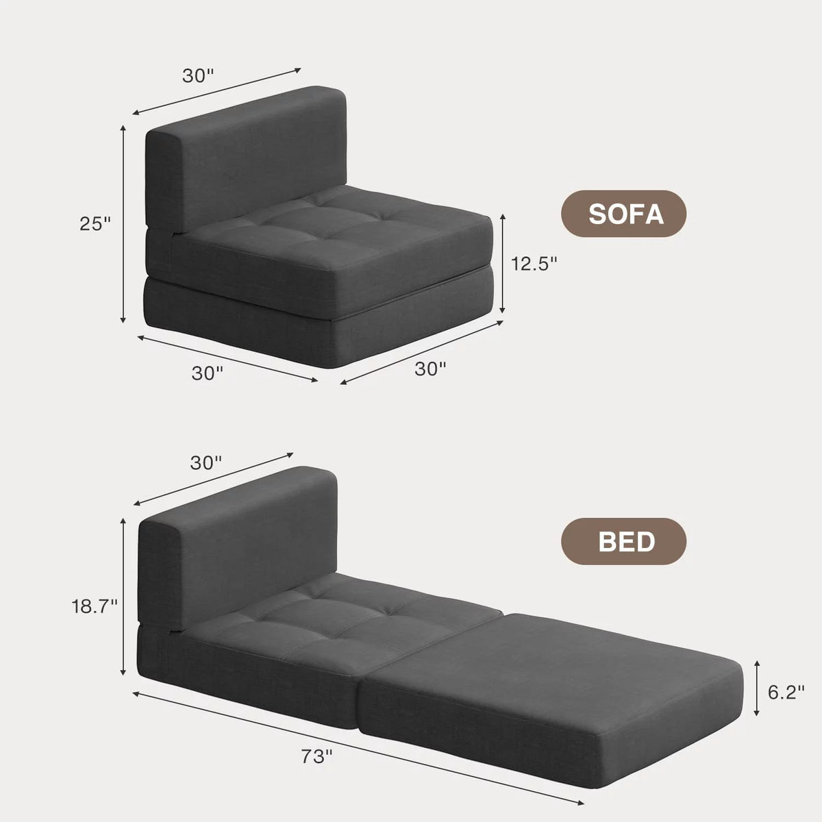 Light Gray Sleeper Sofa Bed P8545