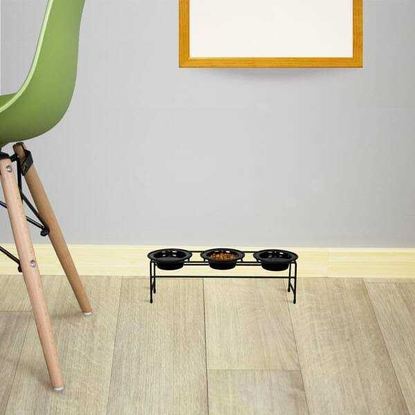 Triple Diner Feeder with Stainless Steel Dog Bowls D1985