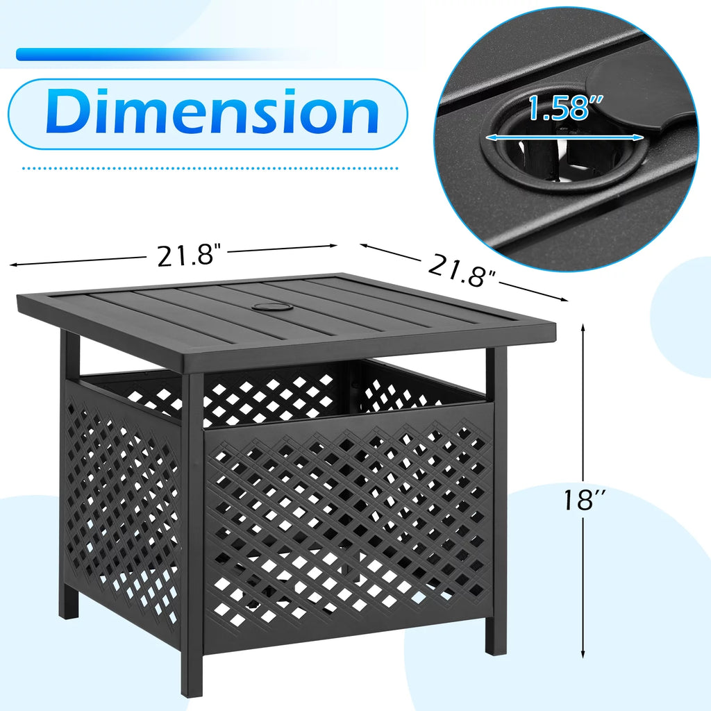 Outdoor Metal Bistro Table with Umbrella Hole I9337