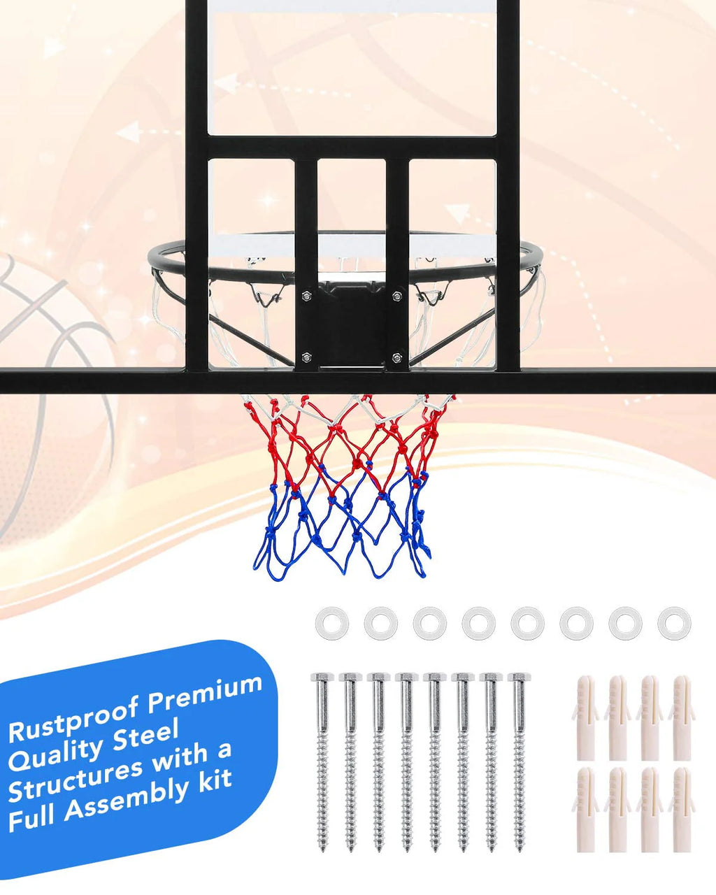 44 Basketball Backboard and Rim Combo S386