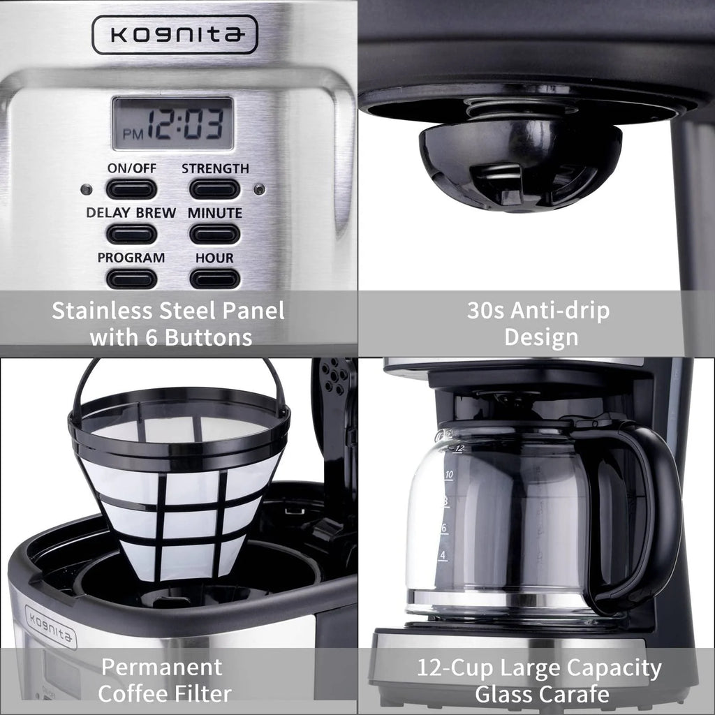 12 Cup Programmable Coffee Maker and Ice Tea Maker with Glass Carafe A524