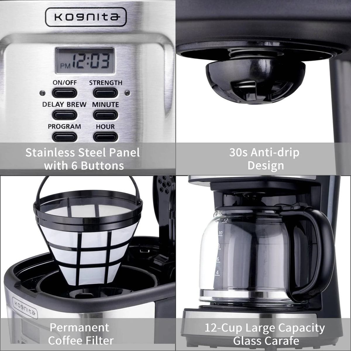 12 Cup Programmable Coffee Maker and Ice Tea Maker with Glass Carafe A524