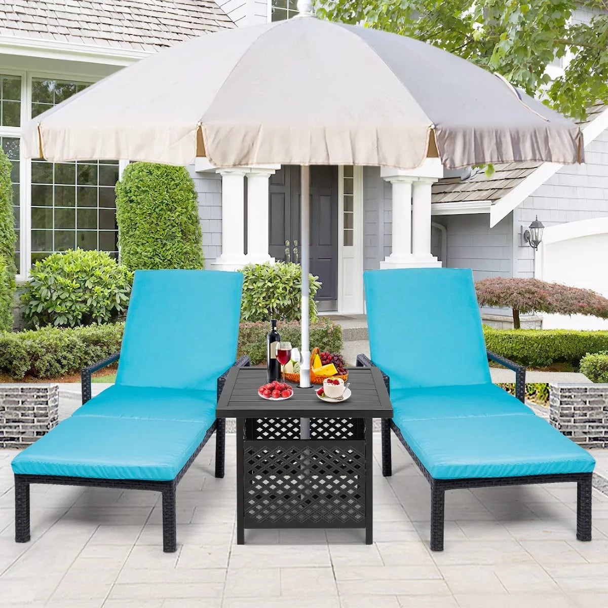 Outdoor Metal Bistro Table with Umbrella Hole I9337