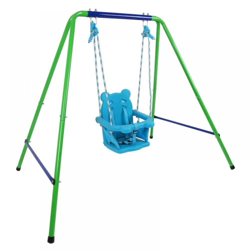 Folding Metal Swing Play Set with Safety Harness I574923