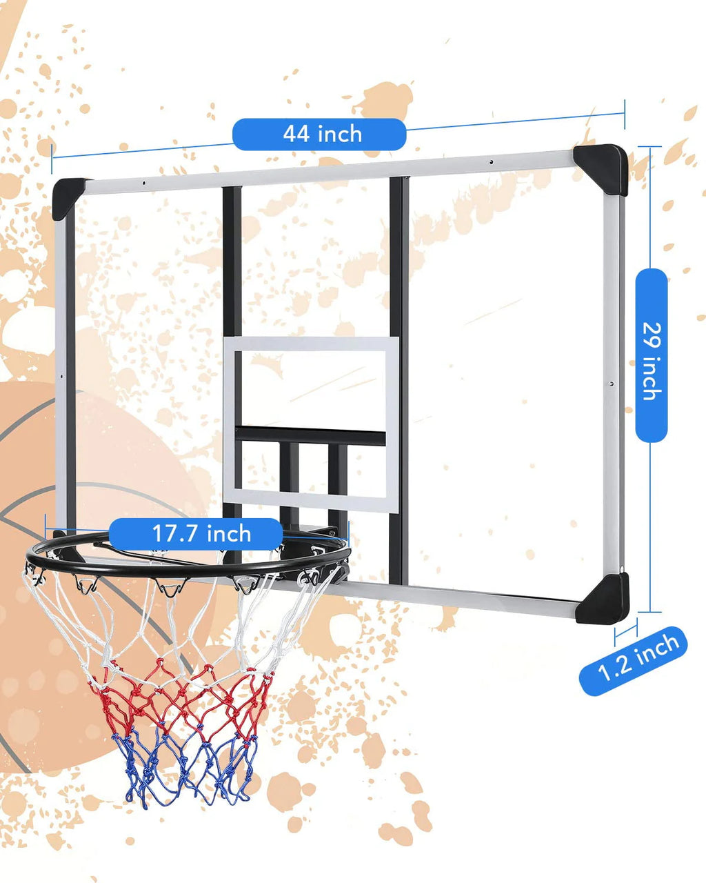 44 Basketball Backboard and Rim Combo S386
