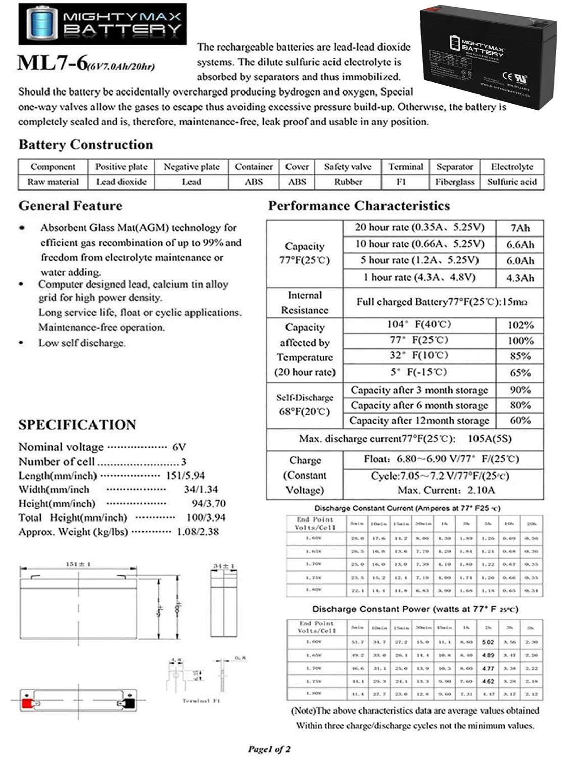 6V 7AH Battery X285656